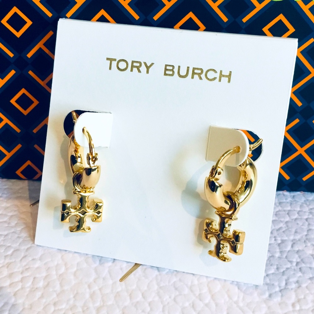 TORY BURCH KIRA MINI HOOPS GOLD PLATED EARRINGS
